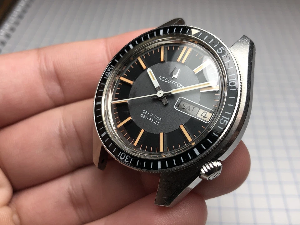 Vintage 1972 Accutron Bulova Accutron Deep Sea 666ft 2182 Tuning Fork Men Watch - image 3 of 4