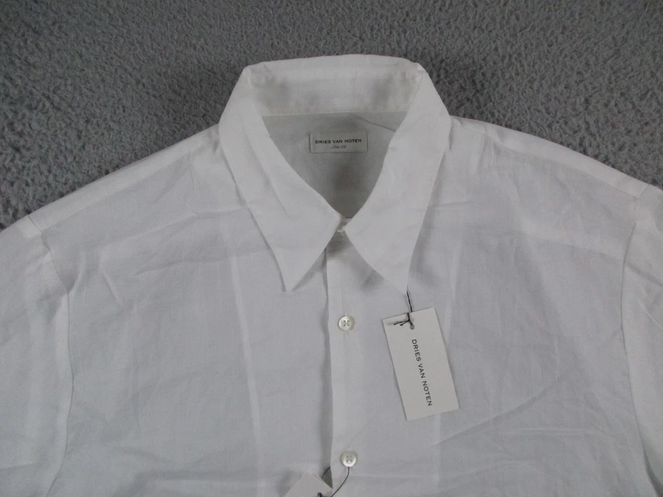 Рубашка мужская Dries Van Noten размер 52 белая хлопковая легкая на пуговицах - Изображение 2 из 4
