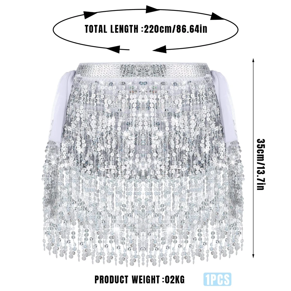 Rock mit PaillettenGlitzer RockRave-KostümFransenrockPailletten QuastenHüfttu... - Bild 2 von 4