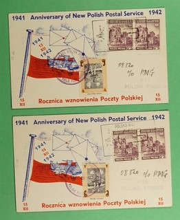 DR WHO 1942 POLONIA 2 FDC? IMPERF PERF NUOVO SERVIZIO POSTALE R78735