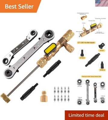 Effortless Valve Core Replacement: HVAC Tool Set with Brass Constructed Wrench