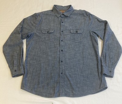 Red Camel Mens XL Blue Denim Button-Down Long-Sleeve Shirt