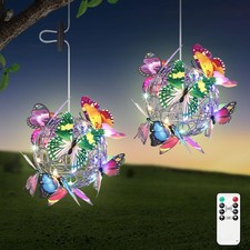 Battery Operated Chandelier with Remote, Battery Pendant Light with Colorful Bu