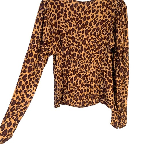 MNG MANGO Leopard Print Top Long Sleeve Blouse Women’s Size 4 - Picture 7 of 7