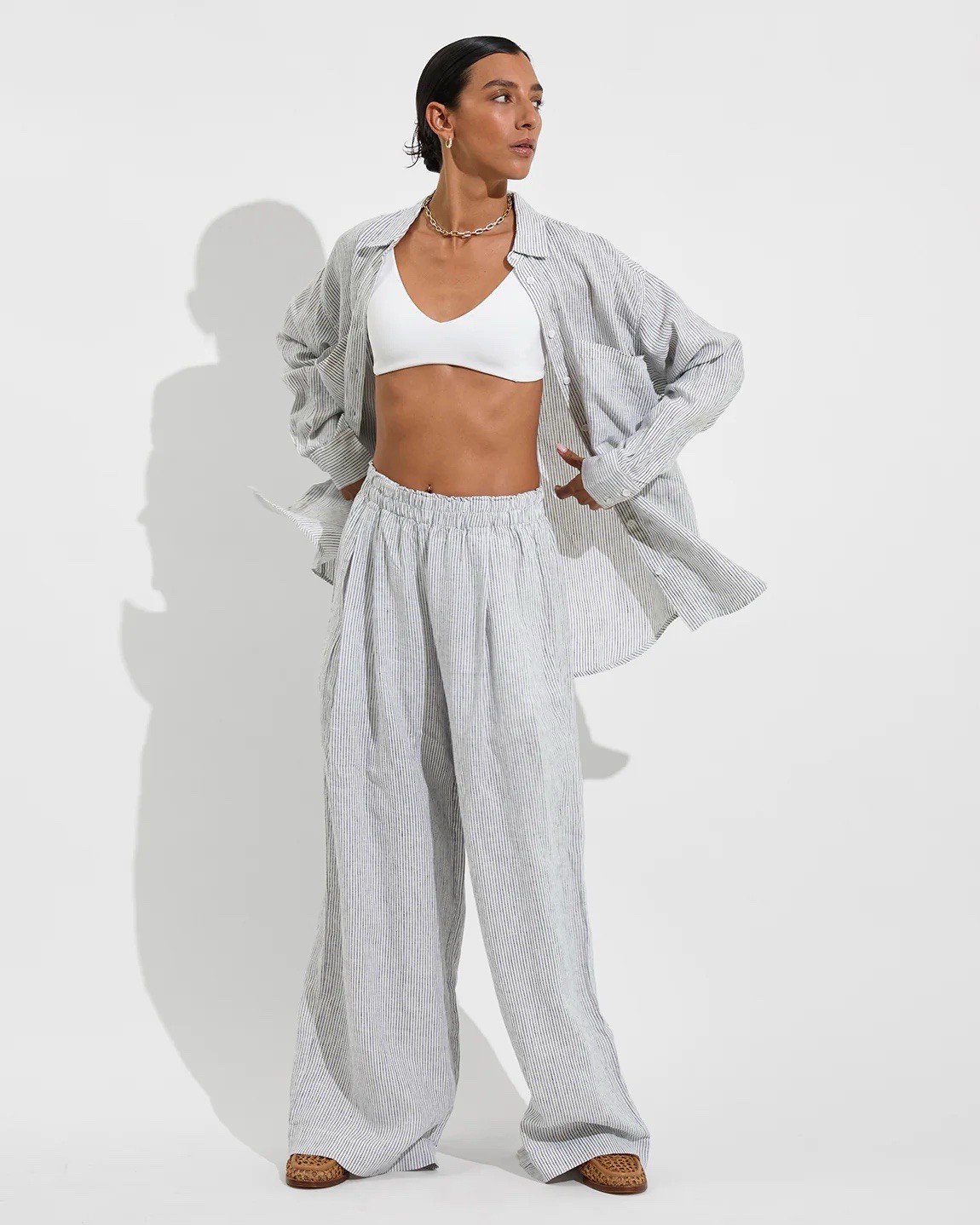 Left On Friday SET Getaway Button Down (S/M) & Coastal Pant (M) - MSRP $300