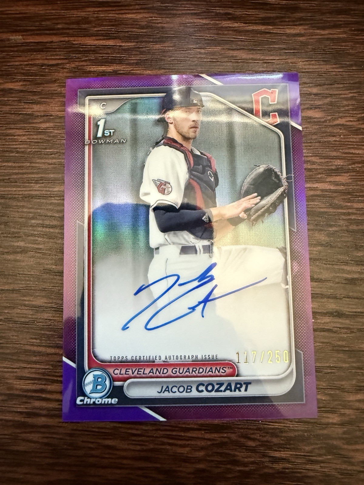 JACOB COZART 2024 BOWMAN CHROME DRAFT 1ST PURPLE REFRACTOR AUTO /250