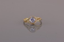 Gold Sterling Silver Cubic Zirconia Halo Accented Wavy Band Ring 925 Sz: 8