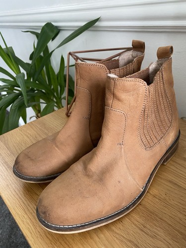 *WHITE STUFF* camel hellbraun Nubukleder abgenutzt mandelförmige Zehenpartie flache Stiefeletten 5 - Bild 13 von 17