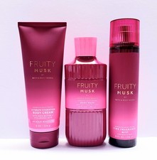 Bath  Body Works FRUITY MUSK Fragrance Mist, Body Wash, Body Cream 3 pcs 