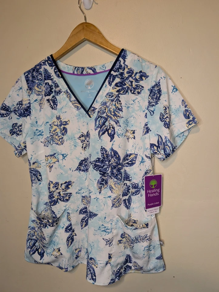 Healing Hands Amanda Scrub Top Purple Label MEDIUM multicolor Comfortable New  - Image 2 of 4