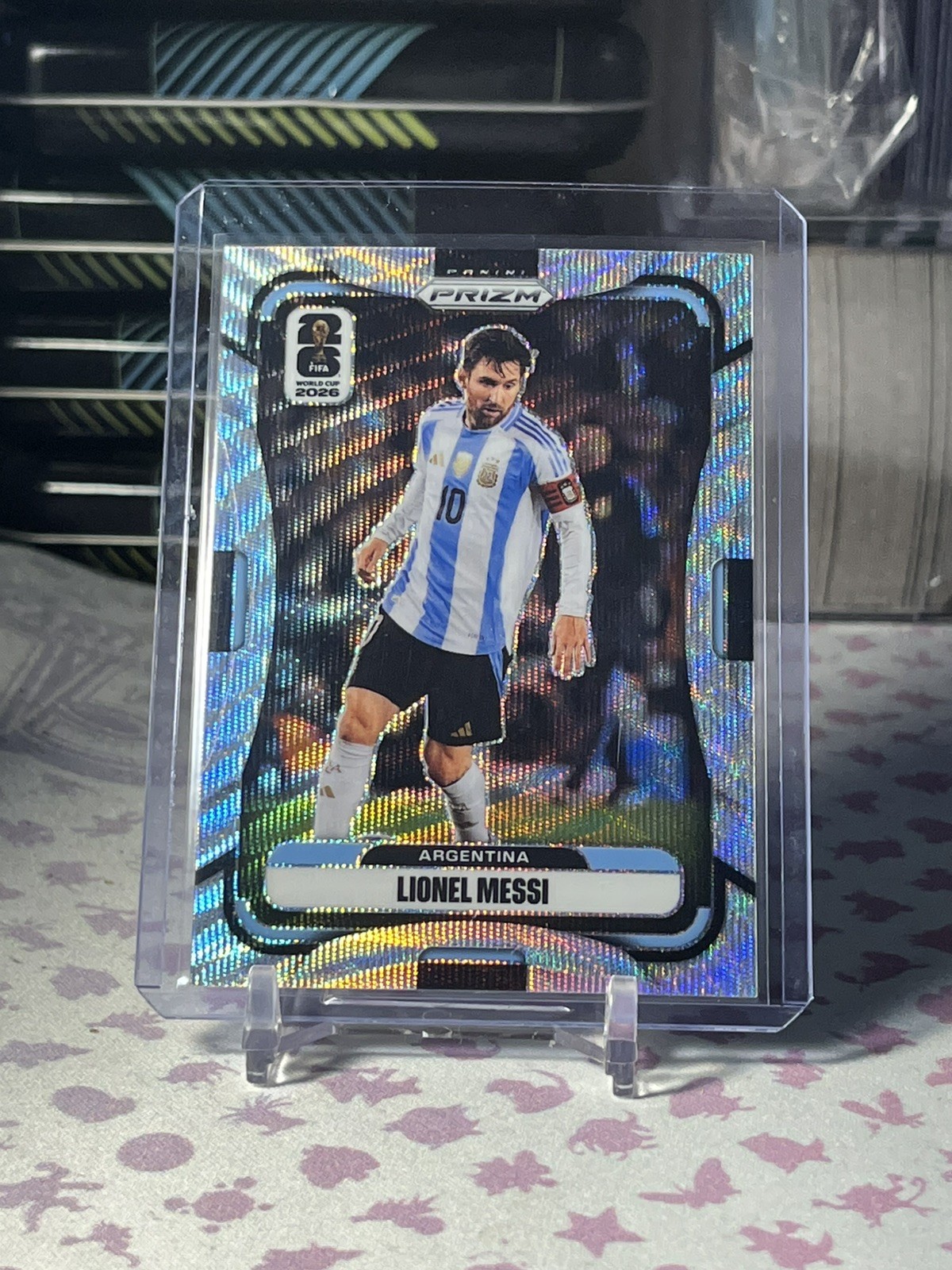 2026 Panini Prizm World Cup Lionel Messi #10 Wave Argentina GOAT MVP view 1