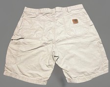 Vintage Carhartt Carpenter Shorts Size 38 B147 Tan Leather Patch