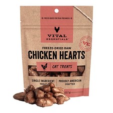 Vital Essentials Freeze Dried Raw Chicken Hearts Cat Treats Single Ingredient