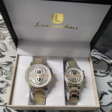 His & Hers Luxury Watch Gift Set by Luis Cardini - Matching - Silver/Rose Gold