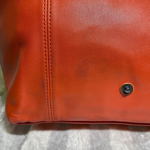 Rare Longchamp Pliage Orange Cuir Custom Made All Leather - Picture 11 of 20