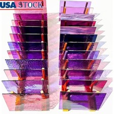 24 Sheets Stained Glass Variety Pack Easy Cut Purple Crafts Mosaic Projects New