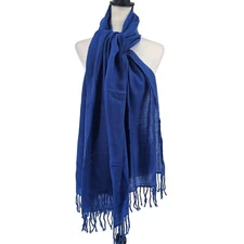 Buttery Blissful 100% Cashmere Royal Blue Scarf Shawl Wrap Fringe Handmade Nepal