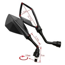 10mm Black Motorcycle Bike Wing Rear View Side Mirrors Motorbike Rearview Pair