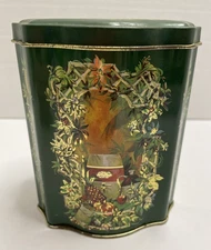 Vintage Avon Collectible Christmas Tin Tea Canister Caddy 1981 England - VGUC