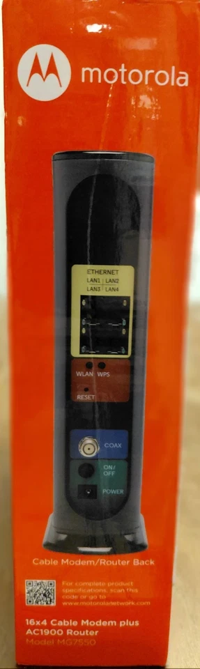 Motorola MG7550 (16x4) Cable Modem + AC1900 Wi-Fi Router Combo  DOCSIS 3.0    - Image 4 of 4