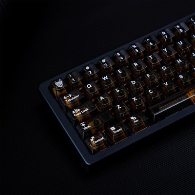 114 Keys Black Transparent Keycaps, PC Cherry Profile, UV Print Set, 60 65 75