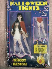 Rubies Halloween Tights Child's Red White Ghost Design Size Large