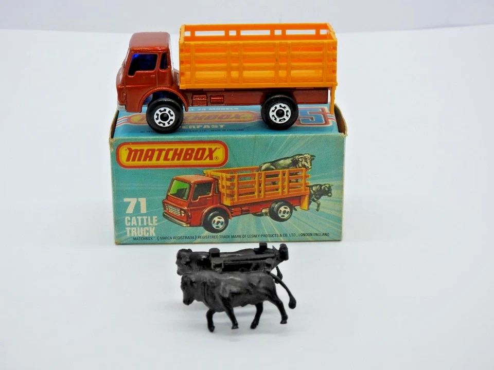 Matchbox Lesney 1976-81 No.71 Bronzo Camion Trasporto Bestiame Nuovo K Tipo Box - Immagine 3 di 4