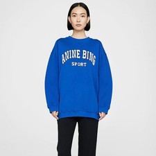 ANINE BING Classic letter embroidered long sleeved round neck sweatshirt