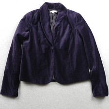 Coldwater Creek Blazer Jacket Womens 16 Single Button Velvet Purple Long Sleeve