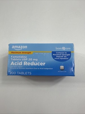 Amazon Basic Care Famotidine 20mg Acid Reducer 200ct Comparable to Pepcid