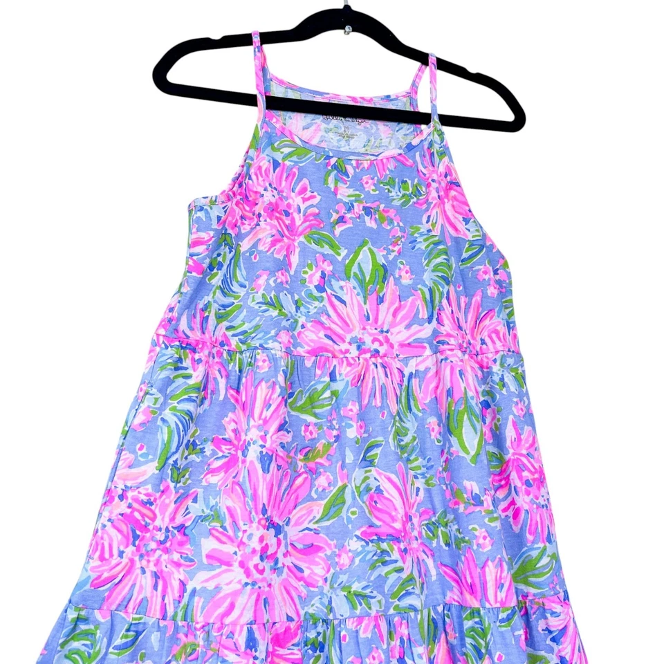 NWT! Lilly Pulitzer Periwinkle Pink Sunrise Bay Harleigh Maxi Dress Size M 6-7Y - Image 2 of 4