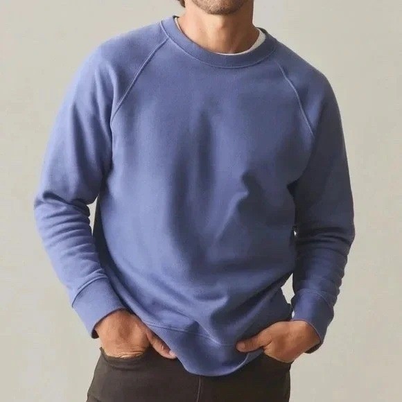 American Giant Midweight Sweatshirt Mens Large Blue Cotton Fleece Raglan Sleeve