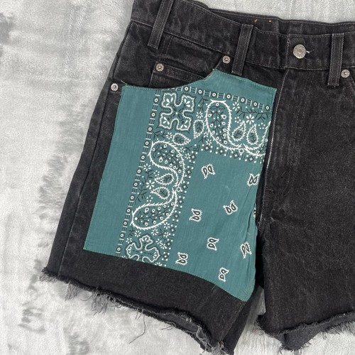 Pantalones Cortos Vintage Años 90 Levi's 550 Calce Relajado W32 Negro Naranja Pestaña EE. UU. - Imagen 2 de 7