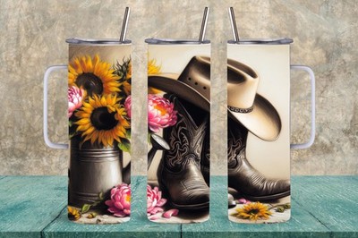 Sunflower Country Vibes Stainless Steel Tumbler, 3 Size Choices