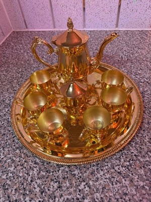 Vintage International Silver Company Galvanisiert 24k Gold Kaffeekanne Set