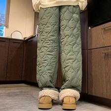 2025 Winter Down Pants Fleeces Lines Windproof Women High Waist Warm Trousers