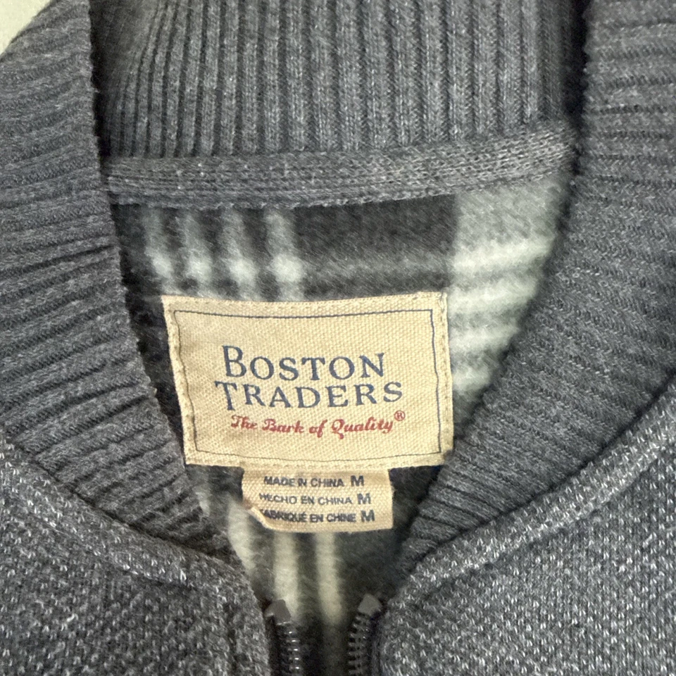 Chaqueta Suéter Boston Traders Cremallera Completa Forrada de Vellón Gris Mediana Foto 2 de 4