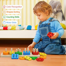 Montessori Toys for 1 to 3-Year-Old Boys Girls Toddlers, Wooden Sorting