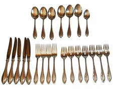 Oneida Arbor AMERICAN HARMONY STAINLESS FLATWARE Set 24 Pcs Knives Spoons Forks