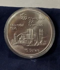 Sterling Silver Round 1976 Montreal Olympics Montreal Skyline 10 Dollar Coin