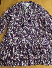 Crown & Ivy Dress Long Sleeve Tiered Drop Waist Floral Ruffled Size XL Purple