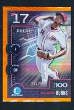 2025 Bowman Chrome Chase Burns 21/25 Orange Top 100 Prospects Scouts BTP-17 #17