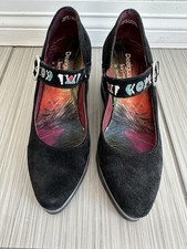 Zapatos de cuña Mary Janes Merceditas usados en excelente estado DESIGUAL EE. UU. 7,5-8 EUR 38 negros aztecas