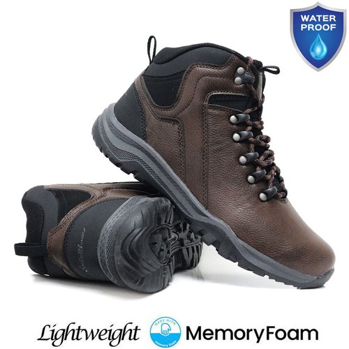 Mens Waterproof Hiking Boots Memory Foam Trekking Trail Ankle Trainers Shoes - Picture 3 of 33