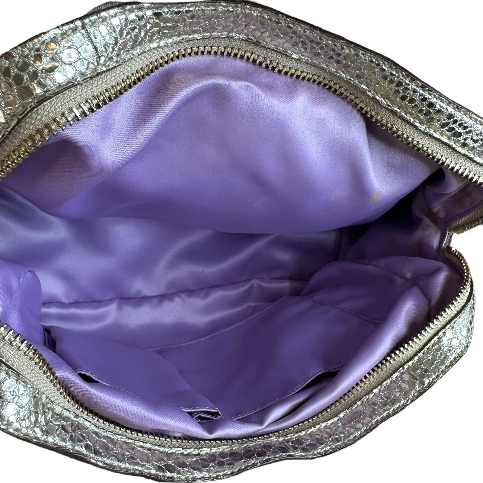 Borsa a tracolla Coach monogramma logo C beige pelliccia metallica finitura tela pelle #13905