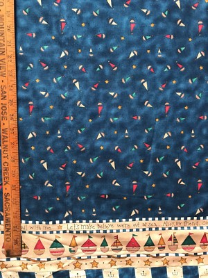 Cotton Quilt Fabric Boat Sea Karl Pearson  Panel 23'' x44''