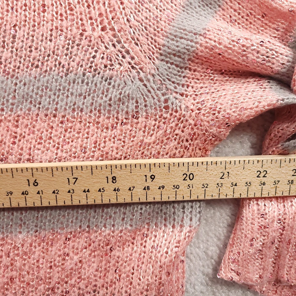 Suéter Maurices Mujer Talla 2 Lentejuelas Rosa Gris Rayas Manga 3/4 Cuello Redondo Foto 4 de 4