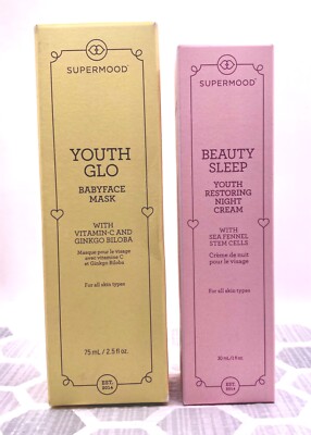 SUPERMOOD Lot Of 2 NIB Youth Glo Babyface Mask & Beauty Sleep Night Cream