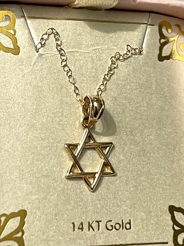Children's Star of David Pendant Necklace in 14k Gold Necklace NWT $300 - Picture 4 of 9