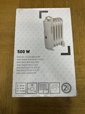 Oil Filled Radiator Electric Portable Compact Freestanding White Plug-In 500W